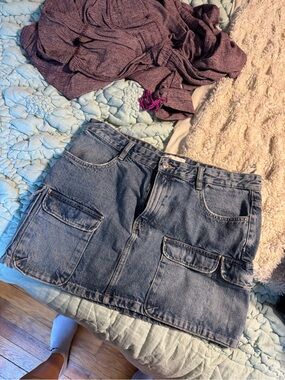 Zara Denim Cargo Pocket Mini Skirt